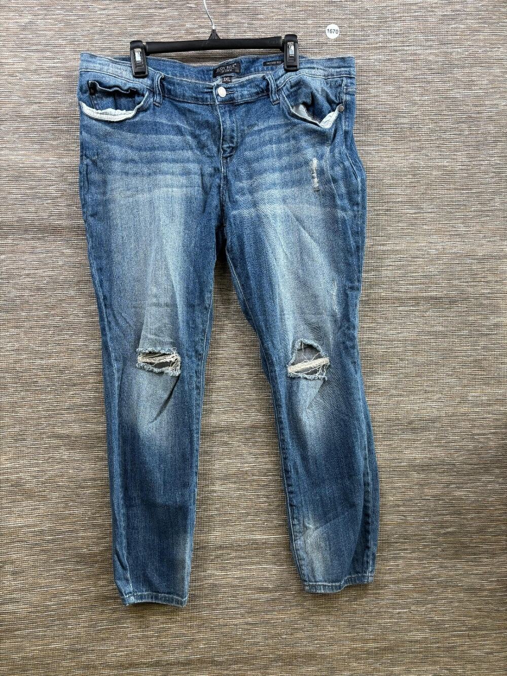 Judy Blue Skinny Fit Jeans Womens 3XL Blue High Waist Distressed Denim Stretch